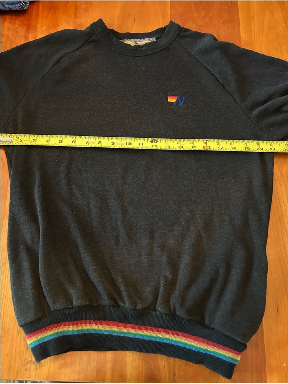 Aviator Nation gray rainbow striped side pockets crewneck Size Medium - Picture 8 of 8